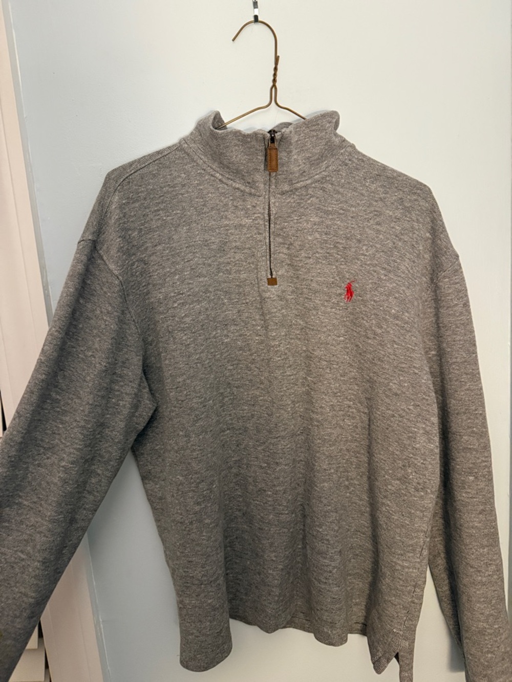 Ralph Lauren Heathered Taupe Quarter-Zip Pullover